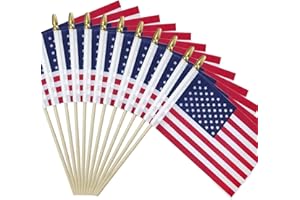 LAPOGY 50 Pcs Small American Flags on stick,Memorial Day 4th of July Decorations Outdoor,American Flag 4''x6'',Mini USA Flags for outside,Fourth of July Decor,Patriot's Day Veterans Day Patriotic Decorations