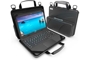 UZBL 11-11.6 Inch Always-on Chromebook Protective Hard Case with Accessory Pouch and Adjustable Shoulder Strap