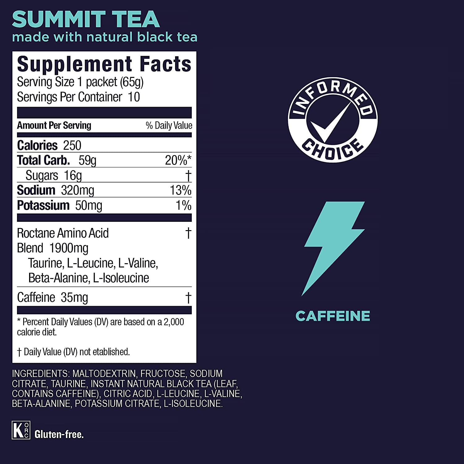 GU Energy Roctane Ultra Endurance Energy Drink Mix, Vegan, Gluten-Free, Kosher, and Dairy-Free n-the-Go Energy for Any Workout, 10 Single-Serving Packets, Summit Tea