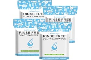 LALAMINGO 100 Pcs Body Wipes for Adults Bathing No Rinse, Bath Wipes Rinse Free Dry Shower Wipe for Adults. Soap Infused, Disposable Body Cloth for Elderly, Camping, Hiking, GYM & Travel (4 Pack)