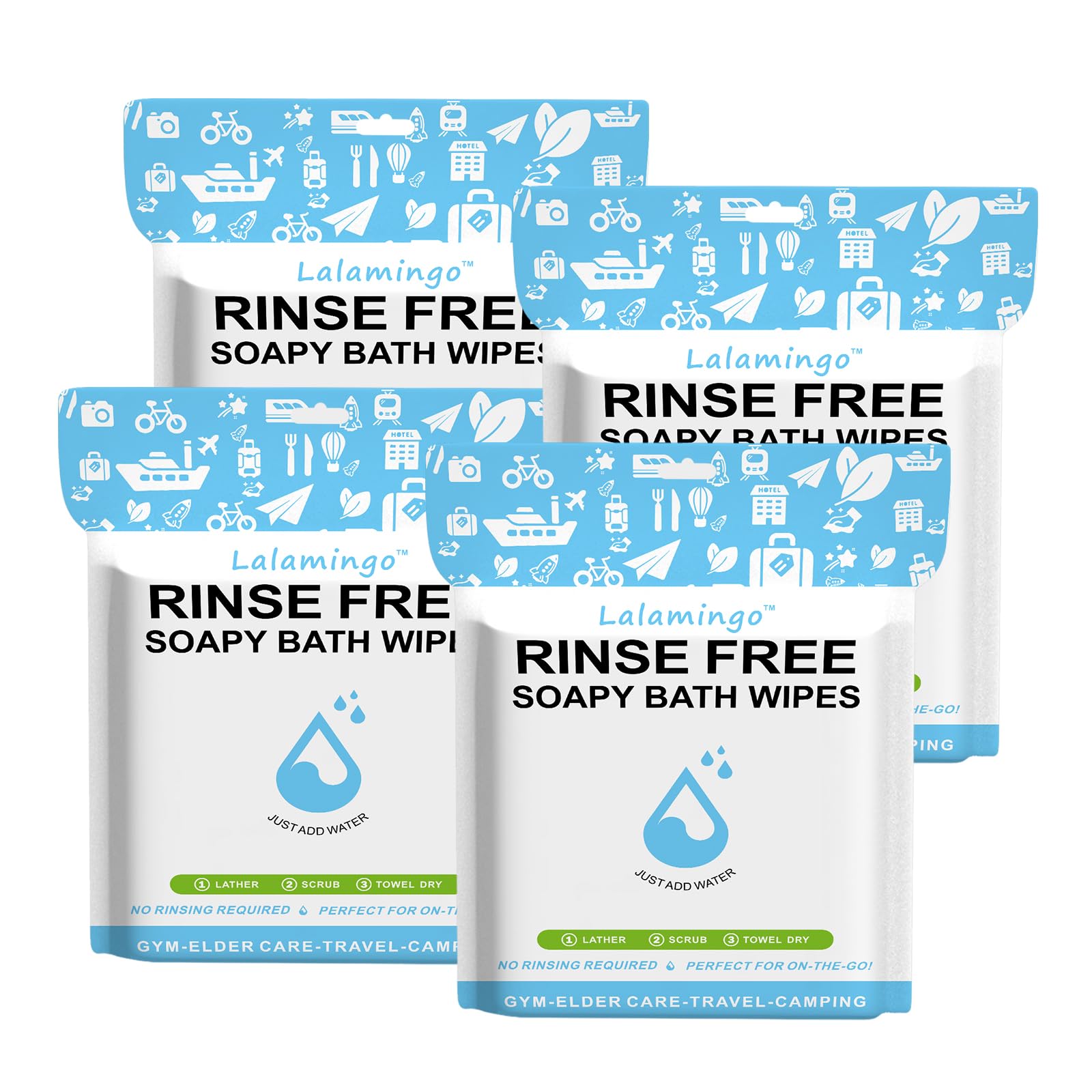 Photo 1 of 100 Pcs Body Wipes for Adults Bathing No Rinse, Bath Wipes Rinse Free Dry Shower Wipe for Adults. Soap Infused, Disposable Body Cloth for Elderly, Camping, Hiking, GYM & Travel (4 Pack)