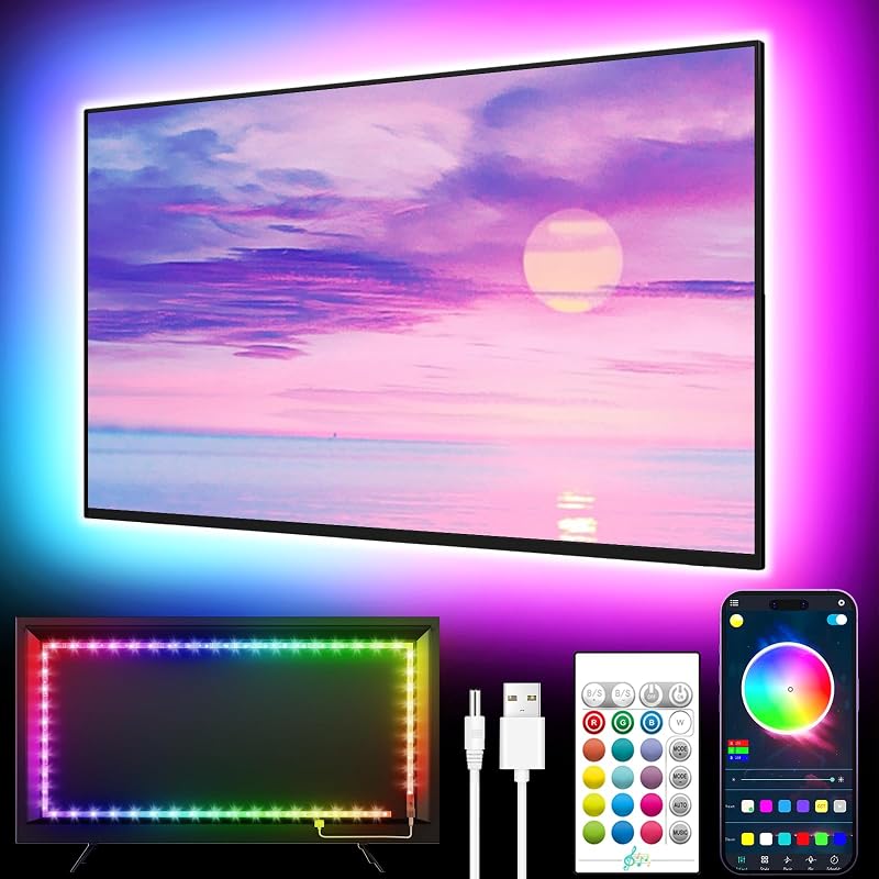 GIPOYENT TV Light Strip 5M Backlight RGB LED Bluetooth 16 Million Colors