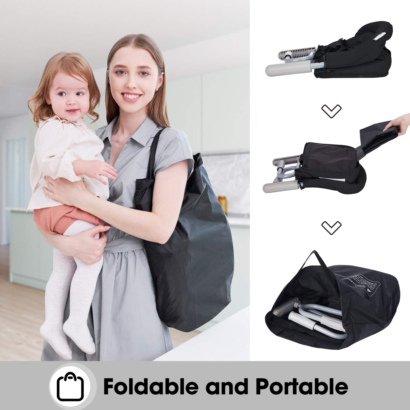 Hook On Chair, VEEYOO Clip On High Chair Folding Fast Table Chair with Storage Bag, Portable Baby Feeding Seat Attach to Table for Home and Travel