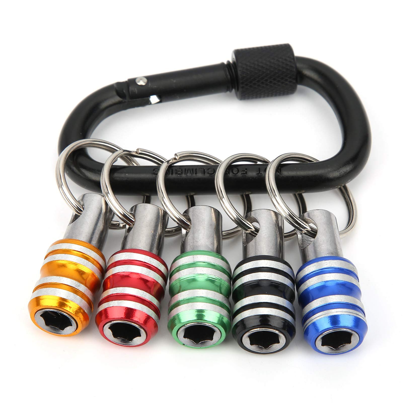 FTVOGUE 5Pcs 1/4in Keychain Screwdriver Bit Holders Aluminum Alloy Quick Release Drill Screw Adapter