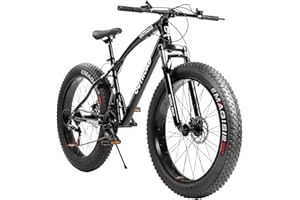 Omelaza 26 Inch Fat Tire Mountain Bike with Dual Disc Brakes | High-Aluminum/Carbon | 7 Speed | Non-Slip Wide Tires | for Men and Women