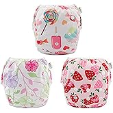Babygoal Baby & Toddler Girl and Boy Swim Diapers, Reusable Adjustable Washable One Size Fits 6M-3T Gifts and Swimming Lessons 3 Pack 3ZSD04
