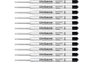 Unibene Parker Compatible Ballpoint Refills 12 Pack,1.0mm Medium Point-Black, Smooth Writing Replaceable German Ink Tactical Pen Refills for Parker Ballpoint/UZI Pen