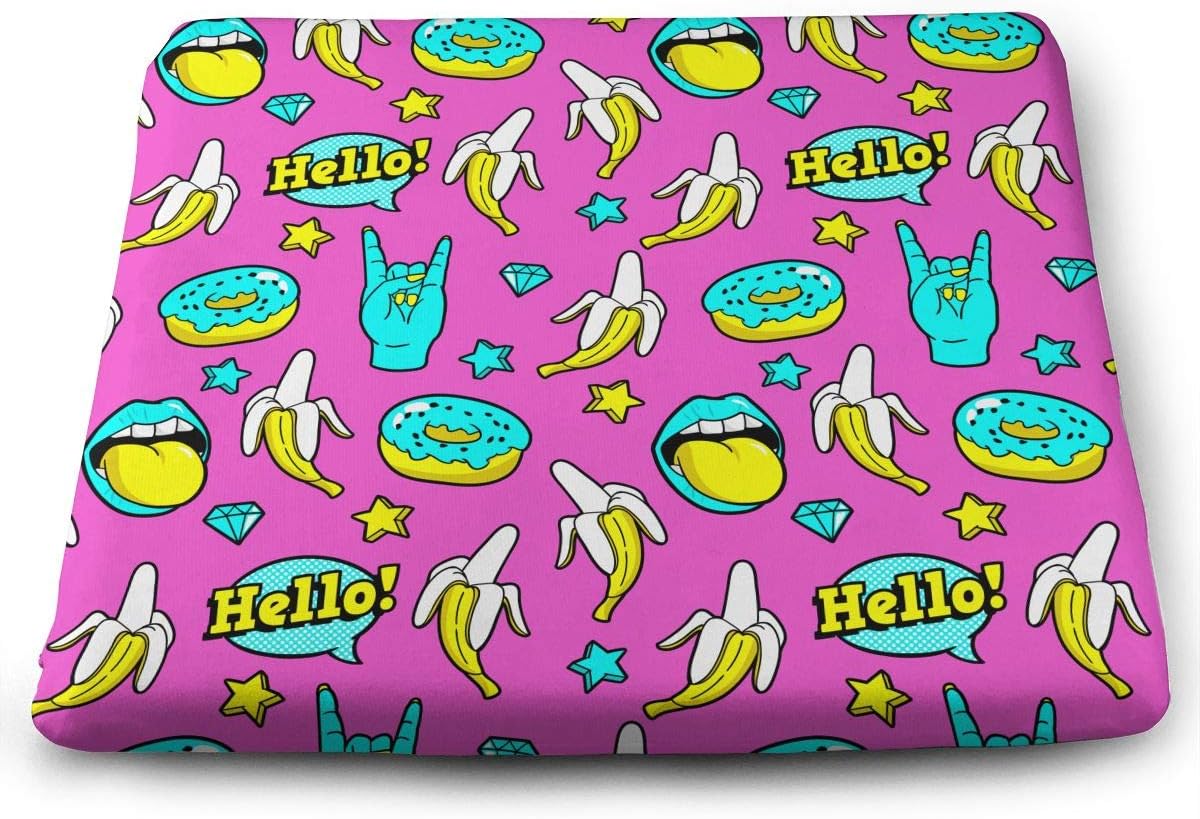 Amazon Com Xikewl Comfortable Square Chair Pad Neon Colors Bananas Donuts Print Indoor Outdoor Warm Patio Seat Cushions 14 X15 For Outdoor Patio Furniture Garden Home Office Home Kitchen
