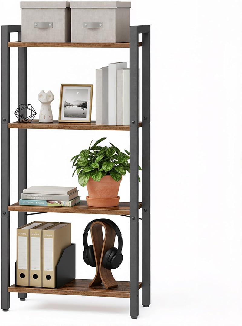 VASAGLE 4-Tier Bookshelf 24x40x107 cm Rustic Brown Ink Black LLS099B01