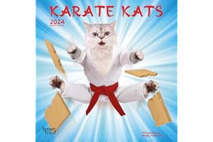 Karate Cats | 2024 7 x 14 Inch Monthly Mini Wall Calendar | BrownTrout | Pets Funny Animals Feline