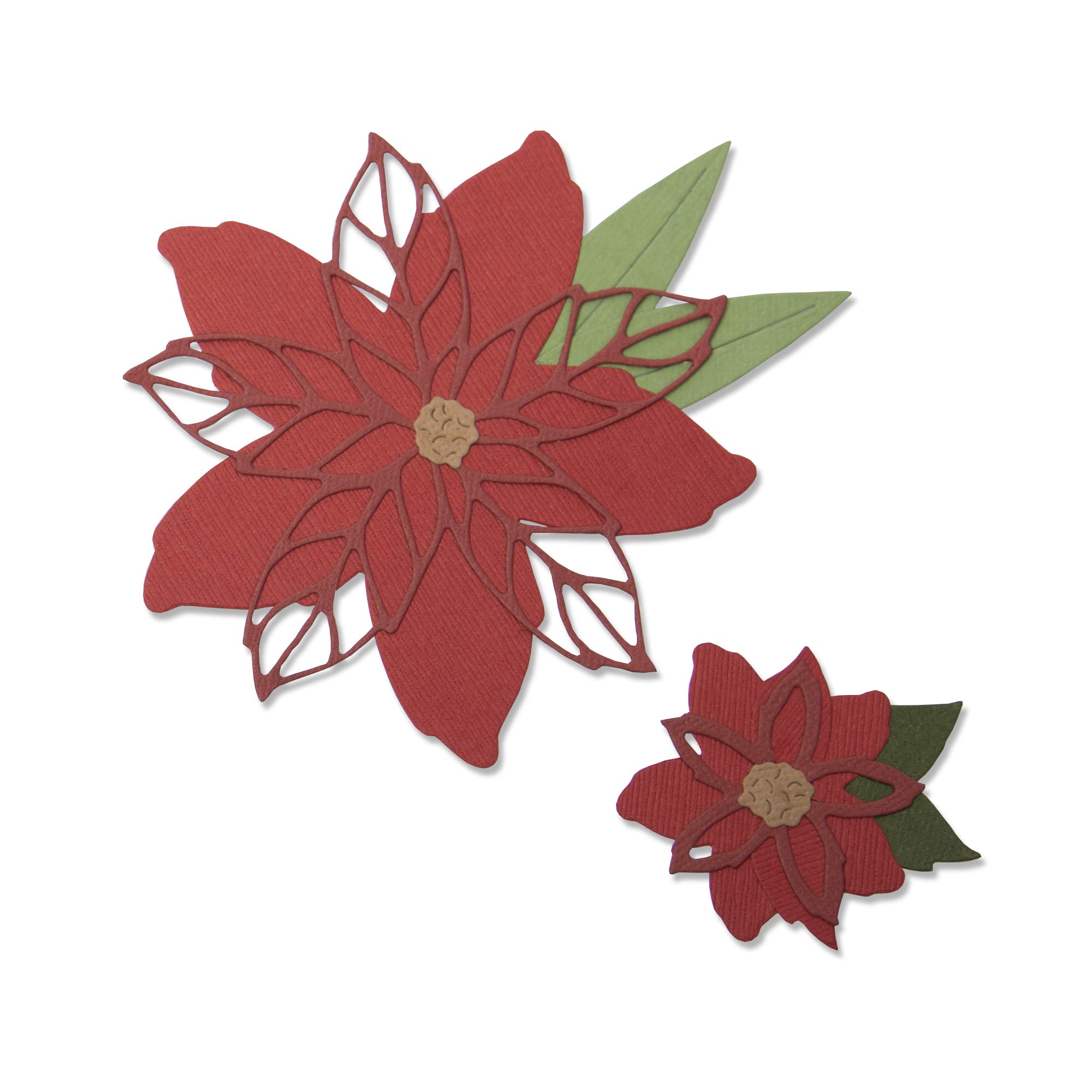 Sizzix Poinsettia Flowers by Lisa Jones, 8 Pack, 9.5cm x 9.5cm - 1cm x 1cm, Multi Colour