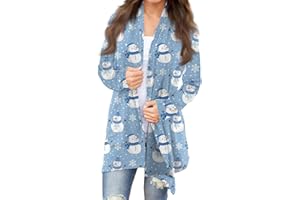 MABUTINGTI Long Cardigans for Women Trendy 2023 Cute Christmas Print Casual Lightweight with Long Sleeve Open Front Outwear