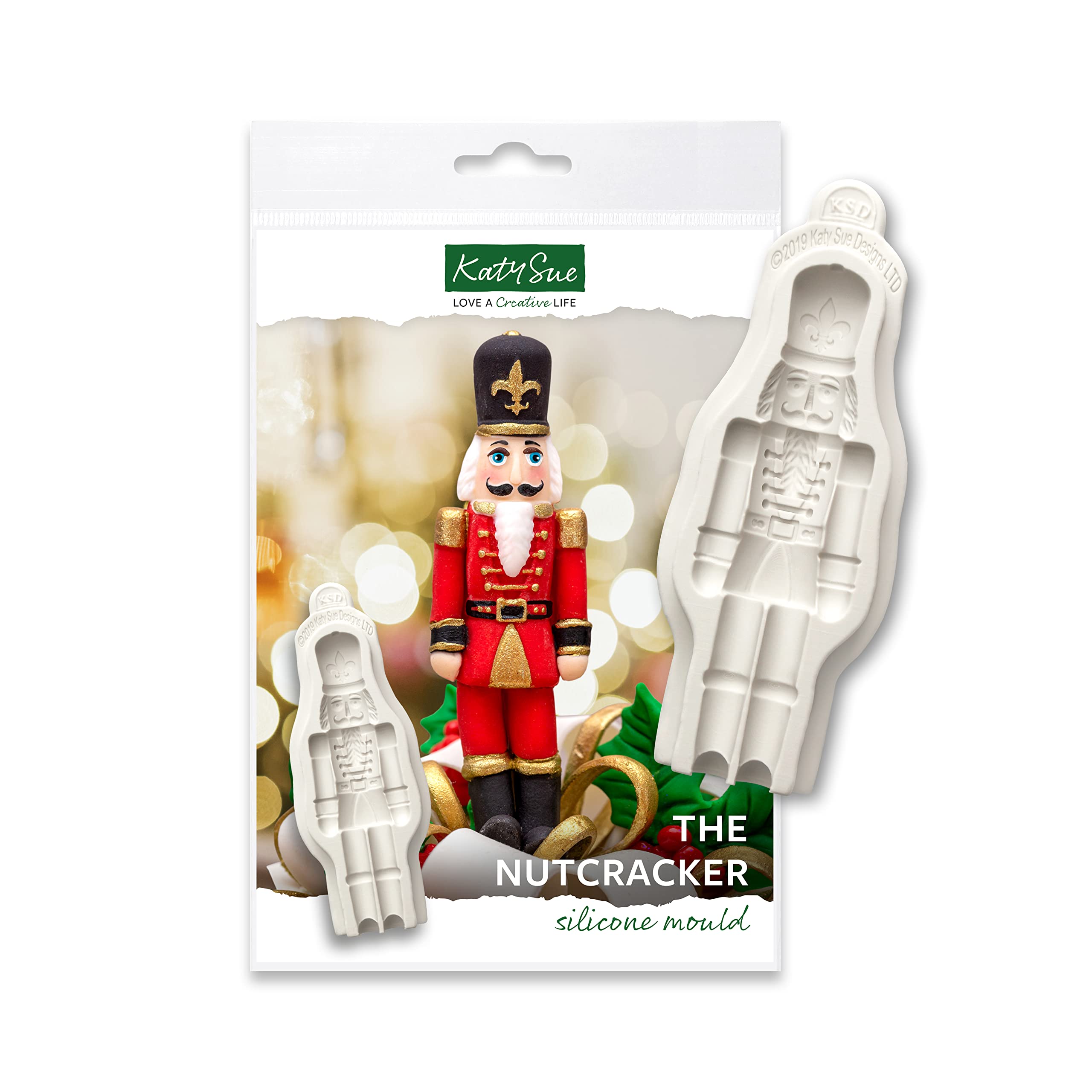 Katy Sue Nutcracker Silicone Mould for Christmas Cake Decorating & Crafting. Makes a Nutcracker Soldier 110 Tall x 35 Wide in Millimetres for Fondant, Sugar Paste, Air Dry Clay, Polymer Clay. UK-Made