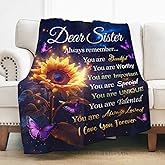 Levens Sunflower Sister Blanket Gifts, Sisters Birthday Gifts from Sis Brother, Butterfly Sunflower Blanket Gifts for Women 60"x50", Graduation Christmas Ideas Soft Cozy Flannel Bed Throw Blankets