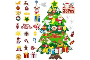 3Ft Felt Christmas Tree for Kids and Toddler, DIY Felt Christmas Tree Set, Felt Xmas Christmas Tree Decorations Kits with 32p