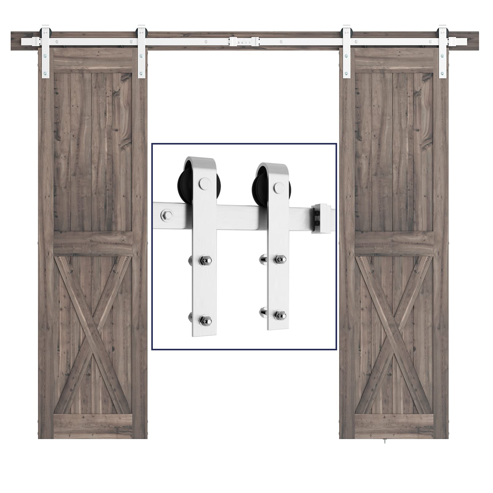 SMARTSTANDARD 8ft Siliding Barn Door Hardware Kit