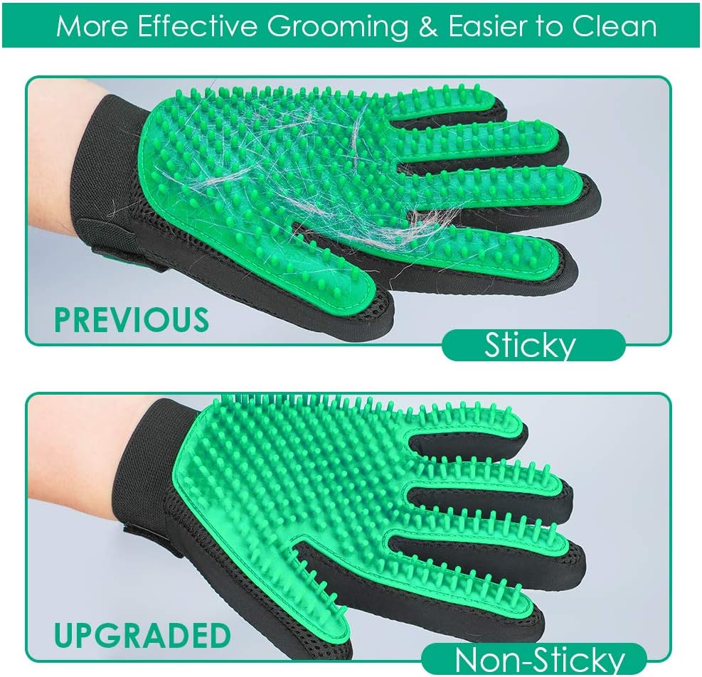 2020 New Version Pet Grooming Brush, Enhance Pet Grooming Glove with 255 Tips, Deshedding Glove for Dog and Cat, 1 Pair Left & Right Gentle De-Shedding Glove Brush