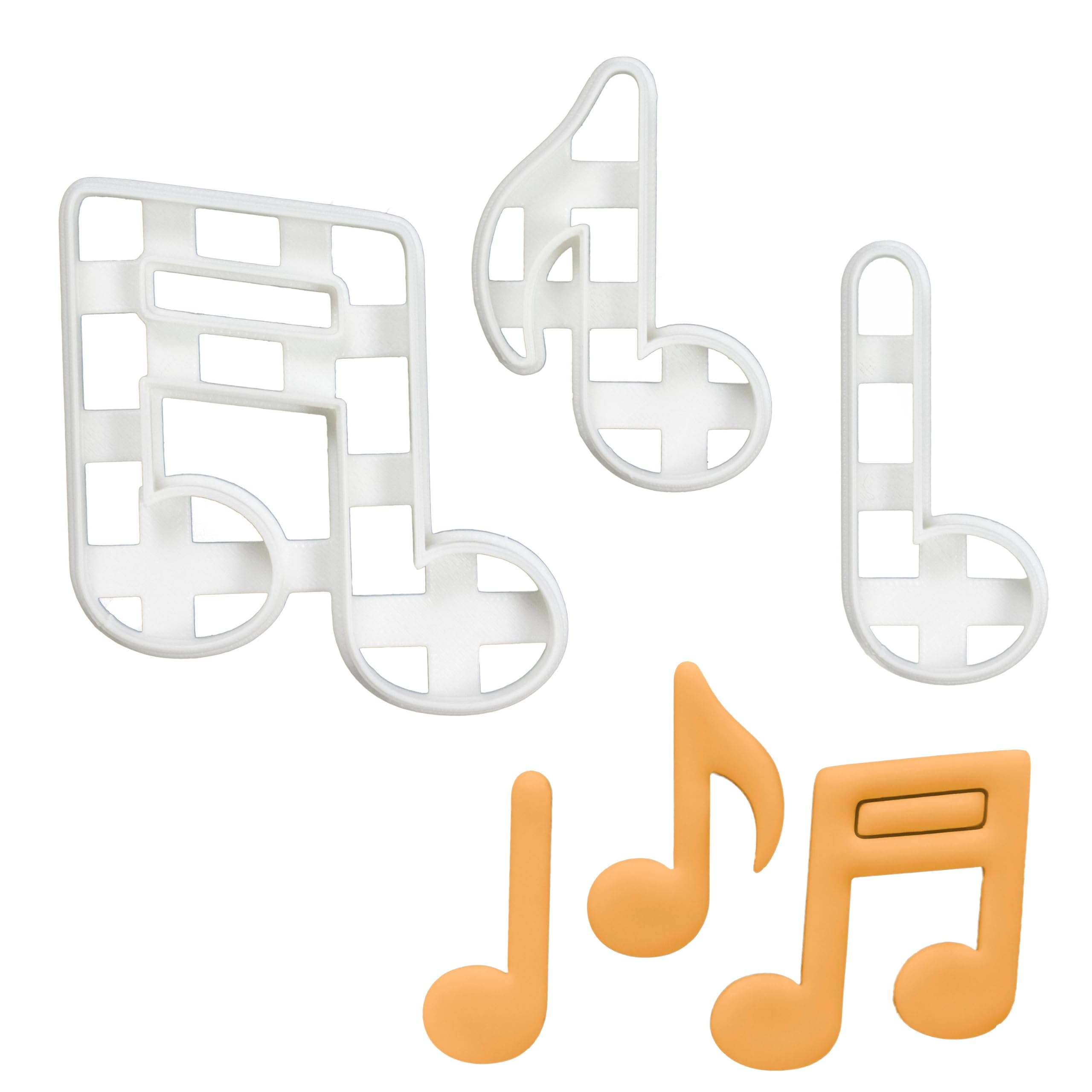 BAKERLOGY Set of 3 Musical Notes Cookie Cutters - Detailed Biscuit Cutter Design for Baking and Crafts, Ideal on Fondant, Dough, Clay