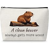 Sfodiary Beaver Makeup Bag for Women Beaver Lovers Gift for Friend Beavers Themed Gifts for Daughter Christmas Birthday Presents for Animal Lover Mom Sister Coworker Travel Cosmetic Pouch