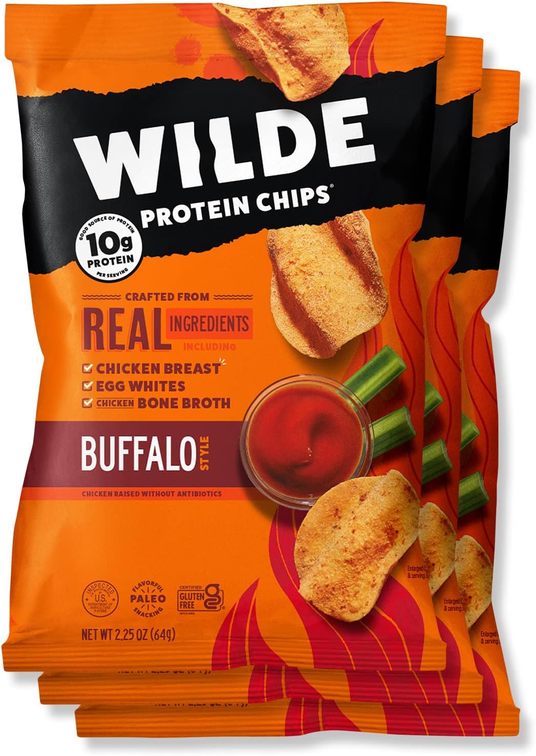 Buffalo Chicken Protein Chips by Wilde Chips, Thin and Crispy, High