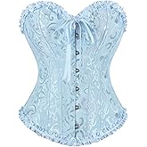 frawirshau Women's Lace Up Boned Overbust Corset Bustier Lingerie Bodyshaper Top