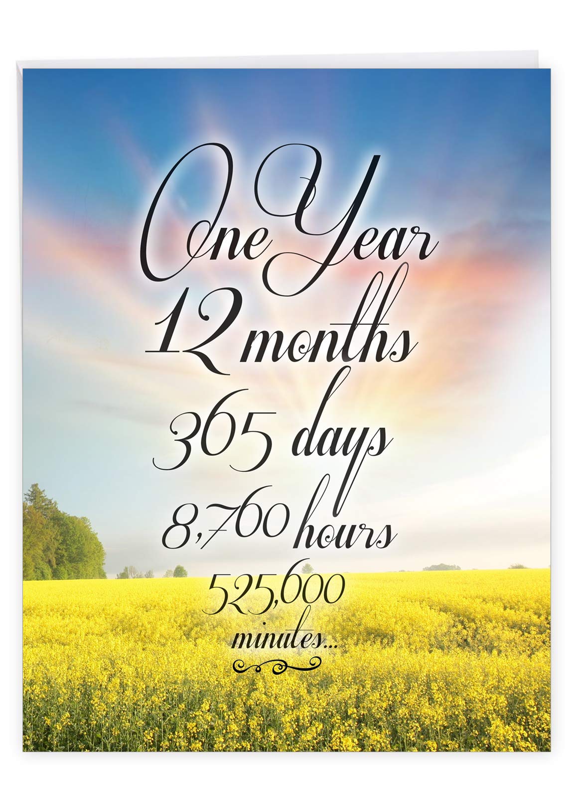NobleWorks - 1 Year Anniversary Recovery Jumbo Greeting Card (8.5 x 11 Inch) - Encouragement, Milestone Sobriety Birthday Support Notecard from Group - Year Time Count 1 J9083AAG-US