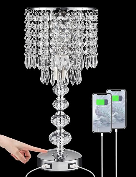 ACAXIN CRYSTAL TABLE LAMPS FOR BEDROOM NIGHTSTAND –...