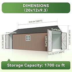 Aoxun 12'x20' Carport Shed Outdoor Metal Storage