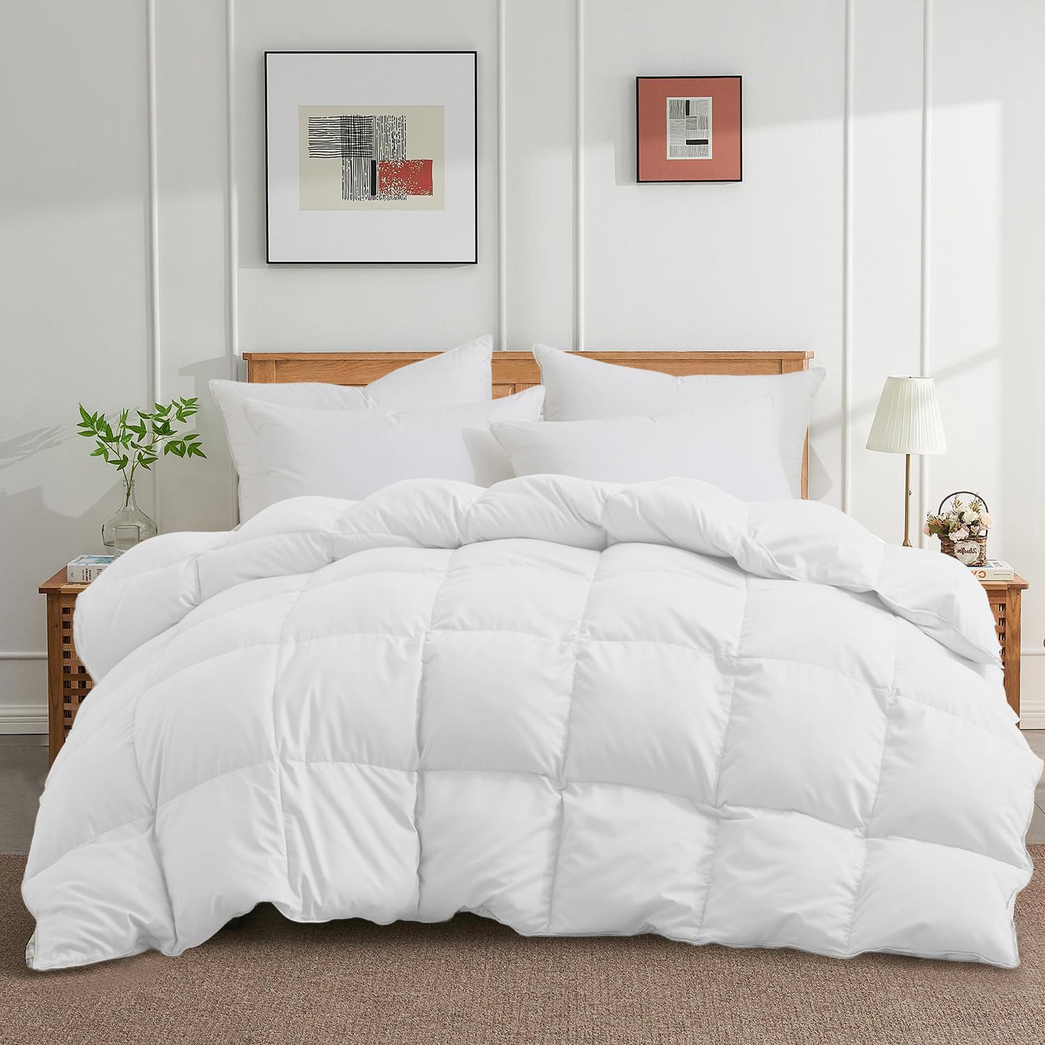 Photo 1 of (BAGGED) (COMFOTER ONLY) (Joysoul Queen Size Down Comforter - All Season Ultra Soft Goose Down & Feather Fiber Fill, Luxury Hotel White Duvet Insert with Corner Tabs (88" X 88")