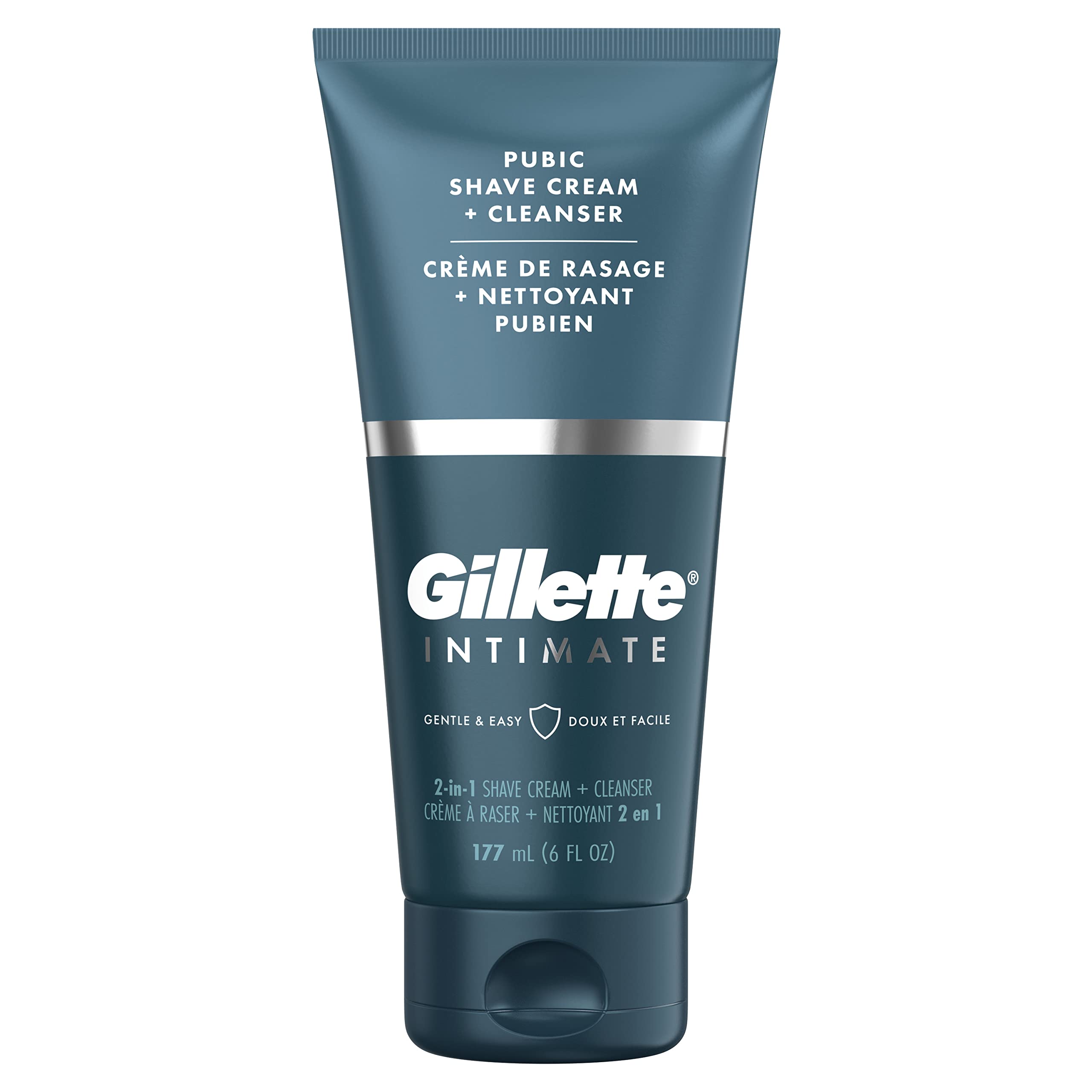 Gillette Intimate 2 in 1 Pubic Shave Cream + Cleanser, Gentle Formula, Formulated for Pubic Hair & Skin, with Aloe, Paraben Free (177 ml)