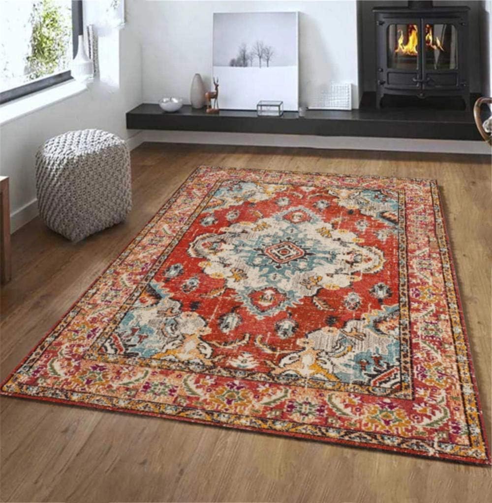 wlqdyys Modern Carpet soft and fluffy Orange red white blue vintage pattern rug Rugs for Lounge Polypropylene Fibers 180 * 270cm