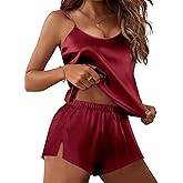 Ekouaer Silk Pajamas Set for Women Satin Lingerie Pjs Cami Top and Shorts Soft 2 Piece Nightwear