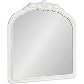 Kate and Laurel Jenelle Traditional Arched Baroque Wall Mirror; 28 x 30; White; Distressed Antique-Inspired Vintage Arch Mirr