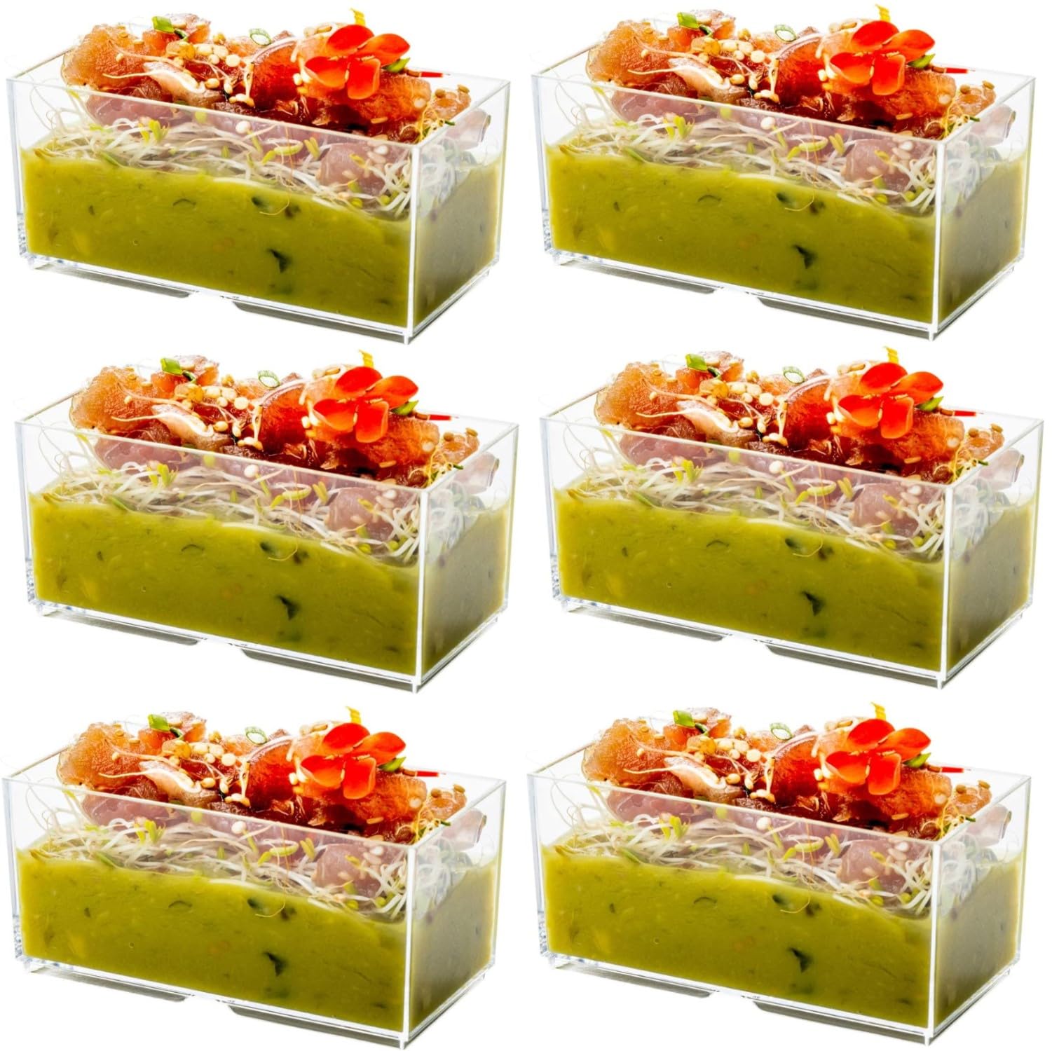 LATERN 50Pcs Plastic Dessert Cups, 140ml Rectangle Dessert Cups Clear Parfait Appetizer Cup Reusable Serving Bowl for Dessert Pudding Mousse Party (9.8 x 4.7cm)