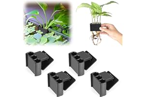 joqepy 4 Pk Upgraded Aquarium Plant Holder, 3-Hole Hanging Aquarium Plant Holder with Clip, Suitable for Fish Tank Plant Potting, Aquarium Decoration, Plant Holder for Fish Tank, Black