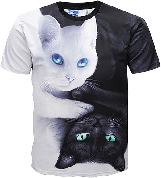 Amazon Xi Yang ｔシャツ メンズ 半袖 カットソー 猫柄 プリント 可愛い おしゃれ 面白 レディース 夏服y1625 K7 Xl Tシャツ カットソー 通販