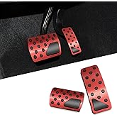 Lecctso Car Pedal Covers, Accelerator Gas and Brake Pedal Covers, Premium Aluminum Alloy Non-Slip Gas and Brake Pedals Covers, Universal Car Accessories Fits Automatic Transmission Car Truck SUV (Red)