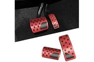 Lecctso Car Pedal Covers, Accelerator Gas and Brake Pedal Covers, Premium Aluminum Alloy Non-Slip Gas and Brake Pedals Covers, Universal Car Accessories Fits Automatic Transmission Car Truck SUV (Red)