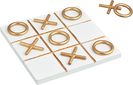 Amazon Com Wood Tic Tac Toe Game For Kids 5x5 Inch Coffee Table Game Modern Xoxo With Gold Tinge Metal X S And O S Indoor Outdoor Travel Brain Teaser Family