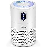 MOOKA Air Purifiers for Home Large Room up to 1076ft², H13 True HEPA Air Filter Cleaner, Odor Eliminator, Remove Smoke Dust Pollen Pet Dander, Night Light, B-D02L White