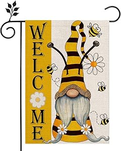 CROWNED BEAUTY Summer Welcome Garden Flag 12×18 Inch Gnome Double Sided Vertical Yard Outdoor Decoration CF162-12