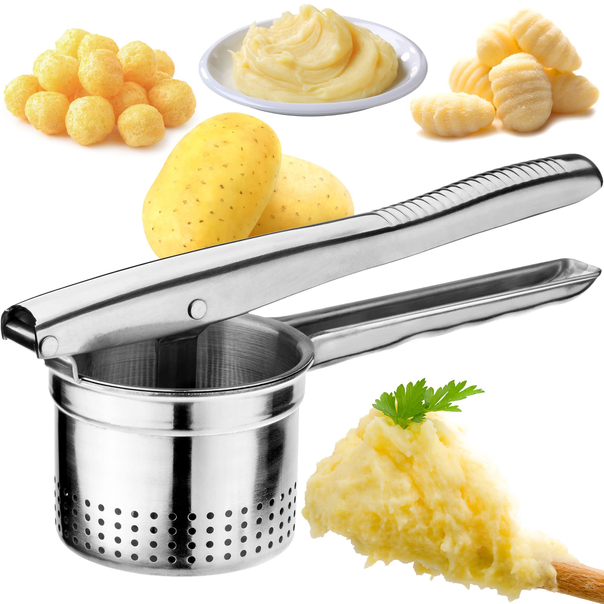 KADAX Potato Ricer, Masher for Vegetables, Fruits, Manual Potato Press, Stainless Steel Potato Masher, Length: 24.5 cm, Dishwasher safe