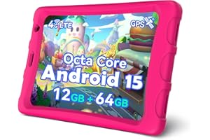 Topsand 8 Inch Android 15 Tablet with Sim Card Slot Uncloked, Cellular Tablet Phone with 4G LTE, Octa Core,12GB RAM 64GB ROM 