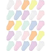 Cooraby 25 Pairs Kids' Socks Low Cut Socks Half Cushion Sport Ankle Athletic Socks for Boys Girls