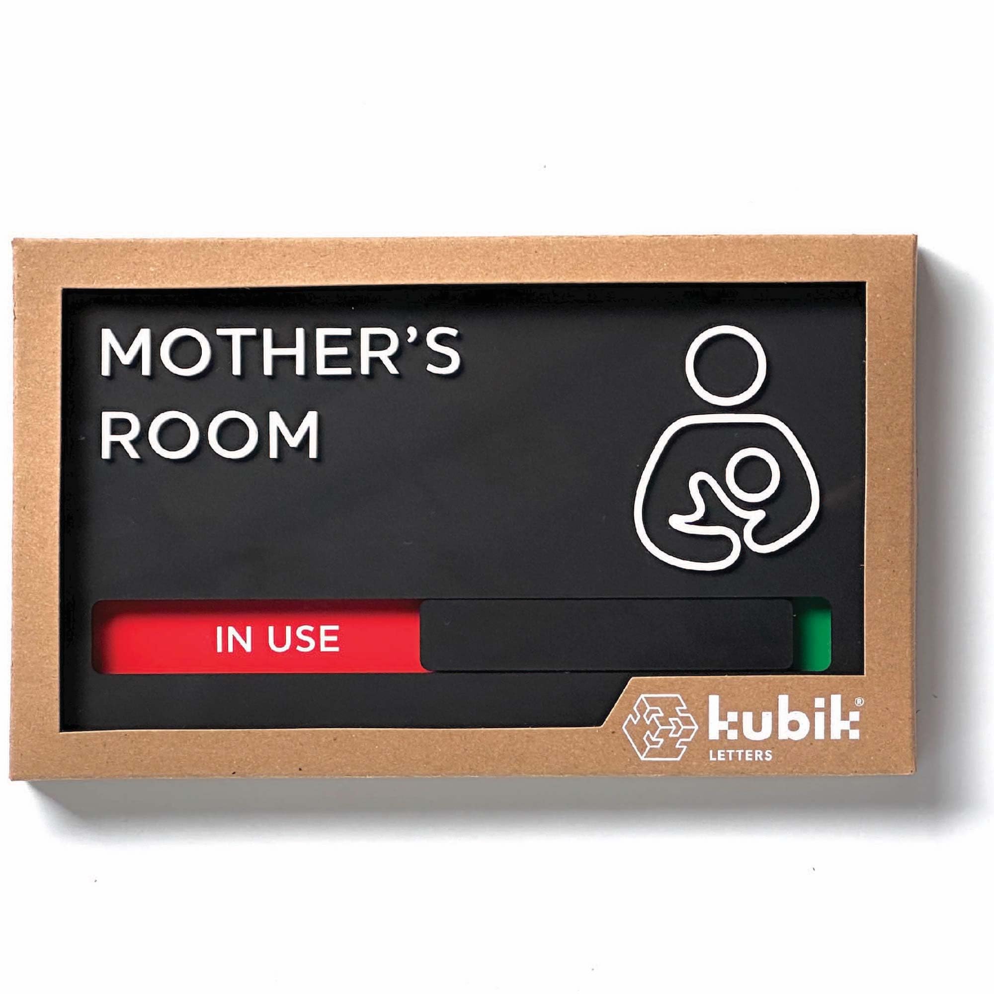 Kubik Letters Mothers Room Sign with Slider for Dual Messages Room Status (AVAILABLE or IN USE)