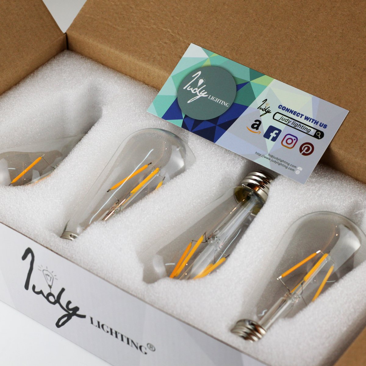 Judy Lighting - 4-Pack Dimmable LED Edison Light Bulb E26 Standard Medium Base (4W LED Warm White)