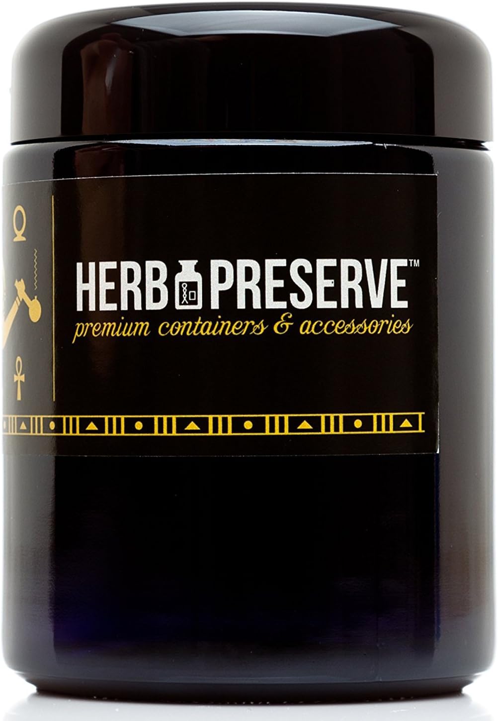 Herb Preserve Half Oz (250 Ml) Capacity Medium Size Screwtop Jar Black Ultraviolet Refillable Glass Stash