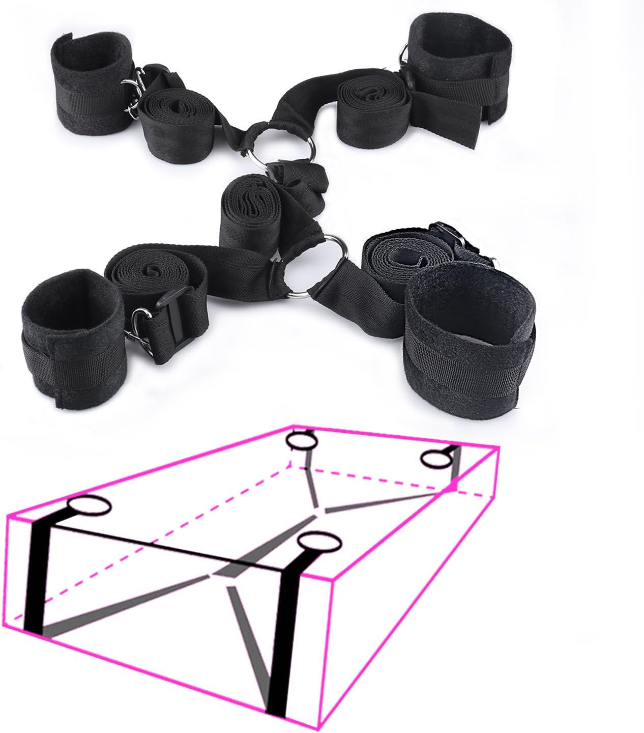 Amazon Com Pack Of 7 Bed Restraint Kit Fetish Sex Toys Restraints Kits Sm Bdsm Sm Sex Gaming Restraining Straps Sets Bed Bondage Sex Things Handcuffs Blindfold Whips For Couples Women Men Adults Health