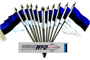 WORLD FLAGS DIRECT Pack of 12 4"x6" International Polyester Miniature Office Desk & Little Table Flags, 1 Dozen Country 4x6 Small Mini Hand Waving Stick Flags (Estonia Miniature Flags)