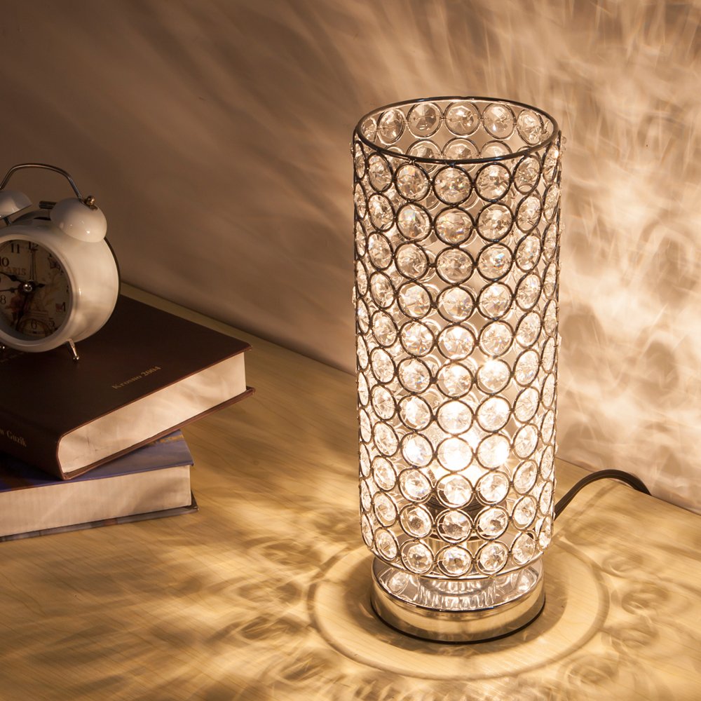 ZEEFO Crystal Table Lamp, Nightstand Decorative Room Desk ...